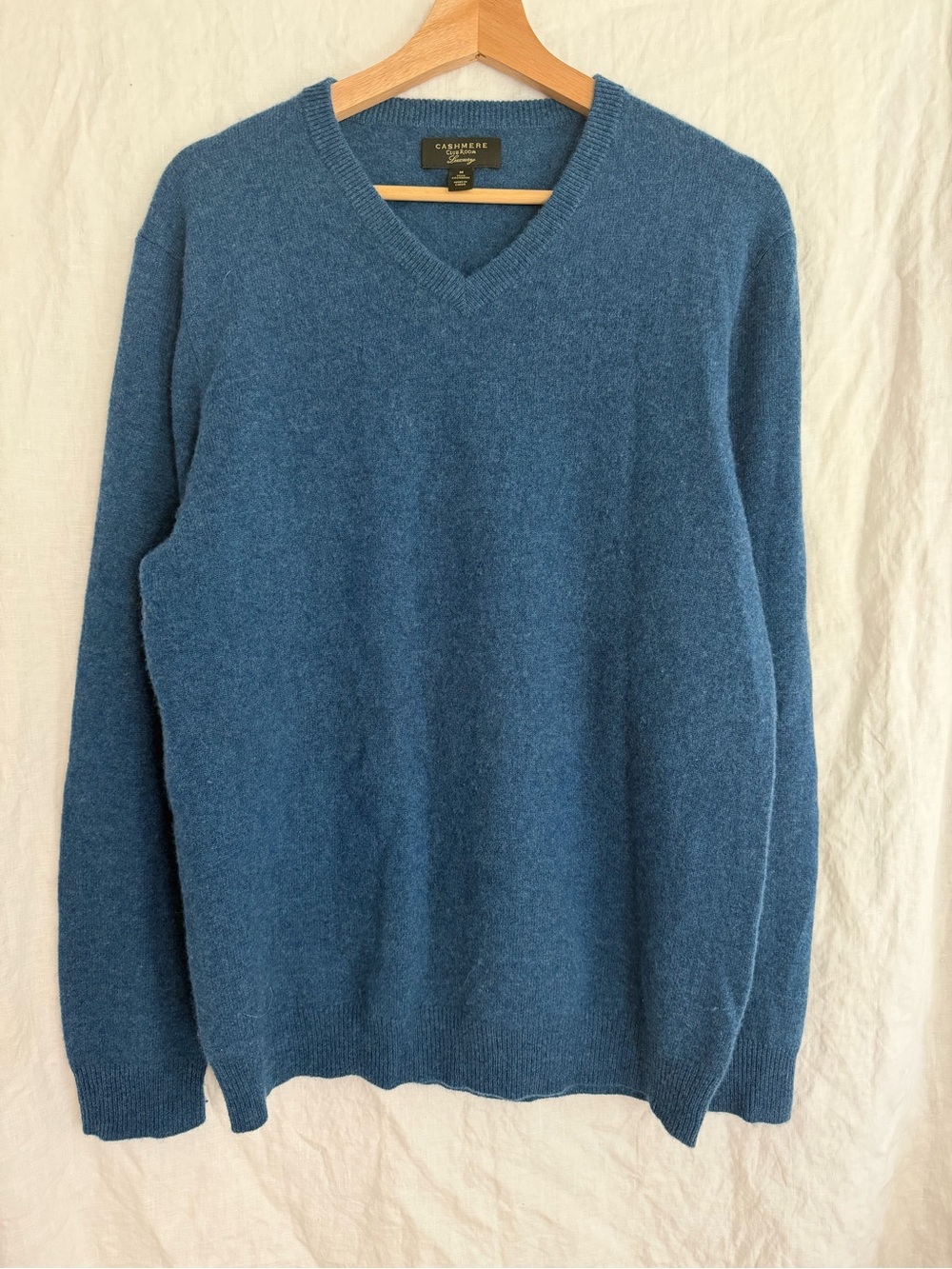 Club Room V-Neck Sweater Men’s Blue 100% Cashmere Luxury Knit Medium